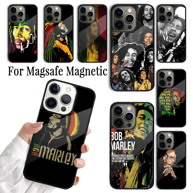 Coque Phone Case For iPhone 16 15 14 13 12 11 Pro Max Plus Magsafe Magnetic Wireless Charging Cover Reggae Singer Bob Marleys