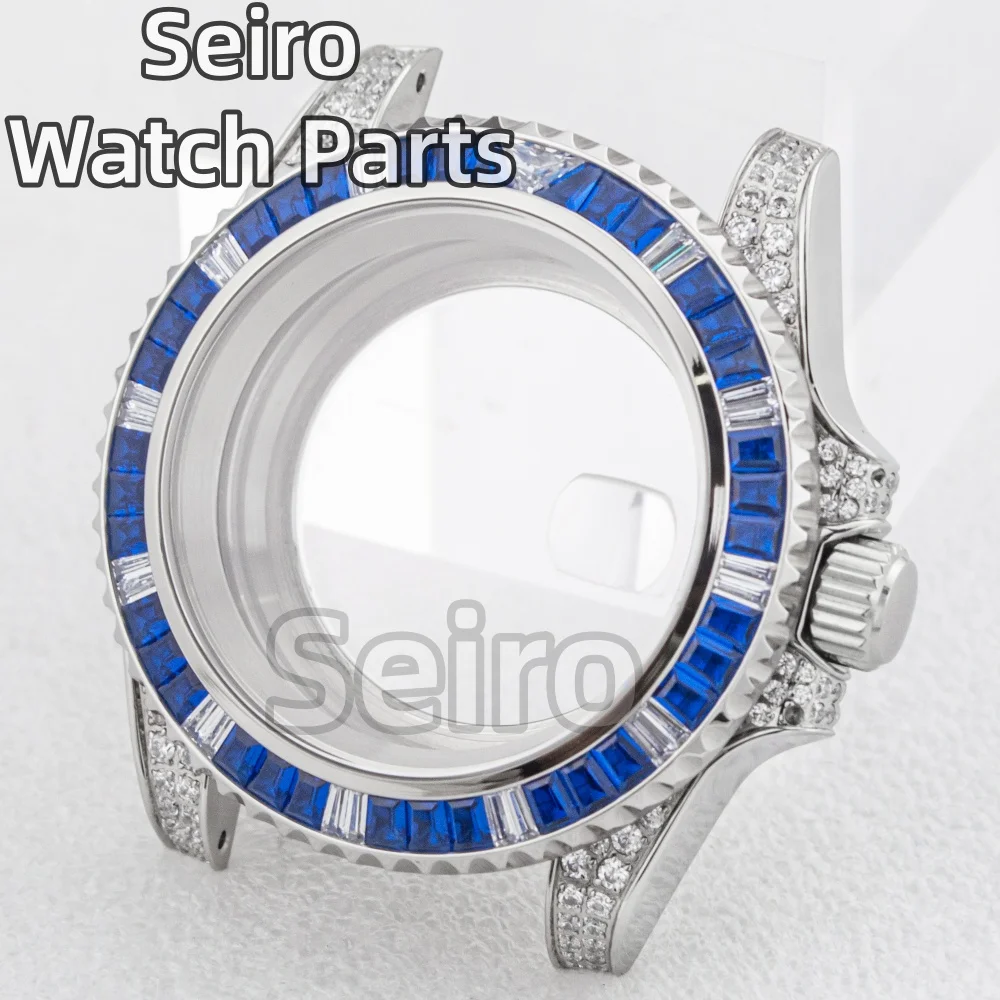 الفرعية GMT ساعة حافظة NH35 الماس 40 مللي متر الفولاذ المقاوم للصدأ الياقوت الزجاج صالح NH34 NH36 حركة 100 متر مقاوم للماء اكسسوارات #1