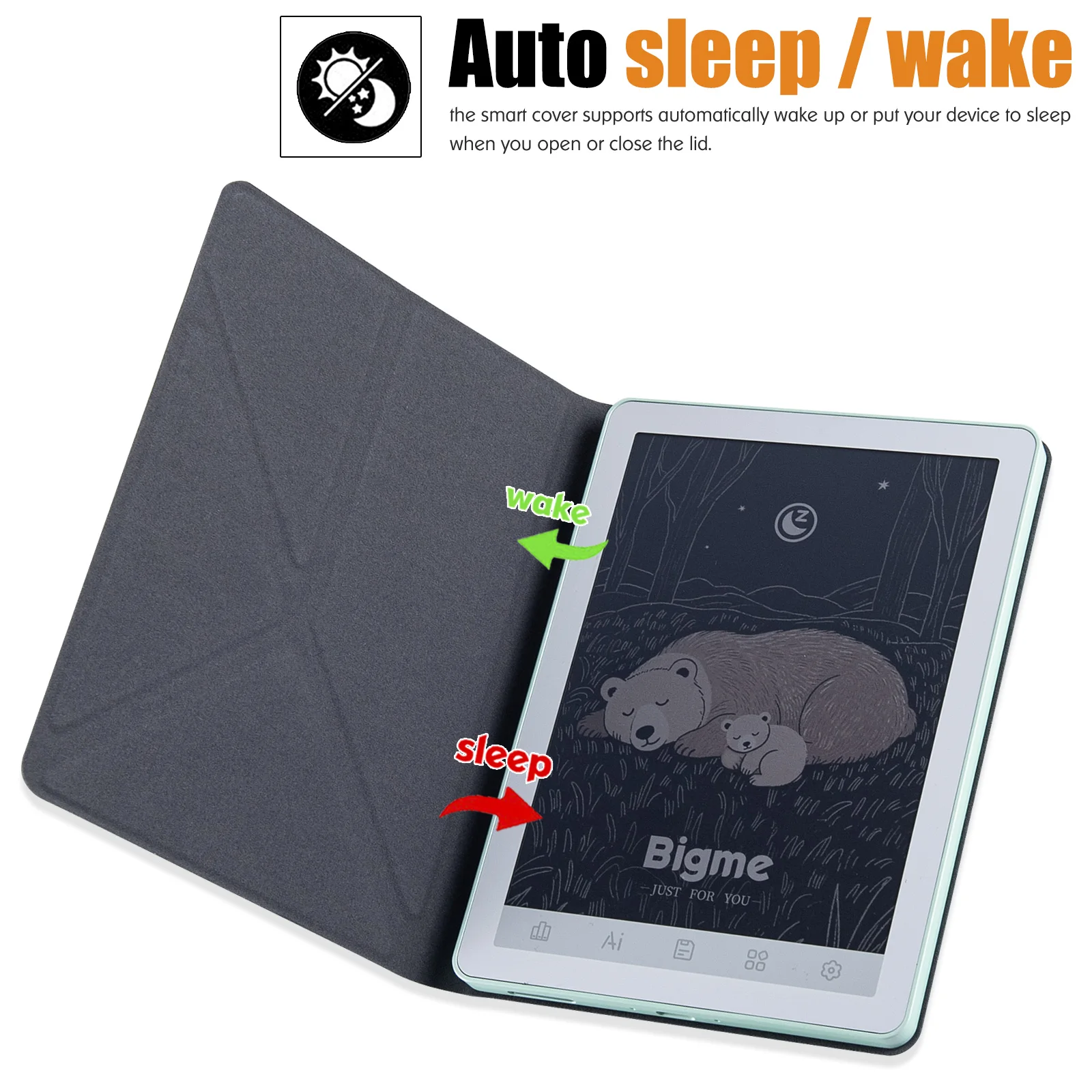 Bigme B6 電子書籍リーダー用スリムケース | 磁気吸着 | - PUレザー