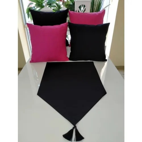 Rose Queen Black Runner and Fuchsia-Black Color 4 Pcs Pillow decorate Case