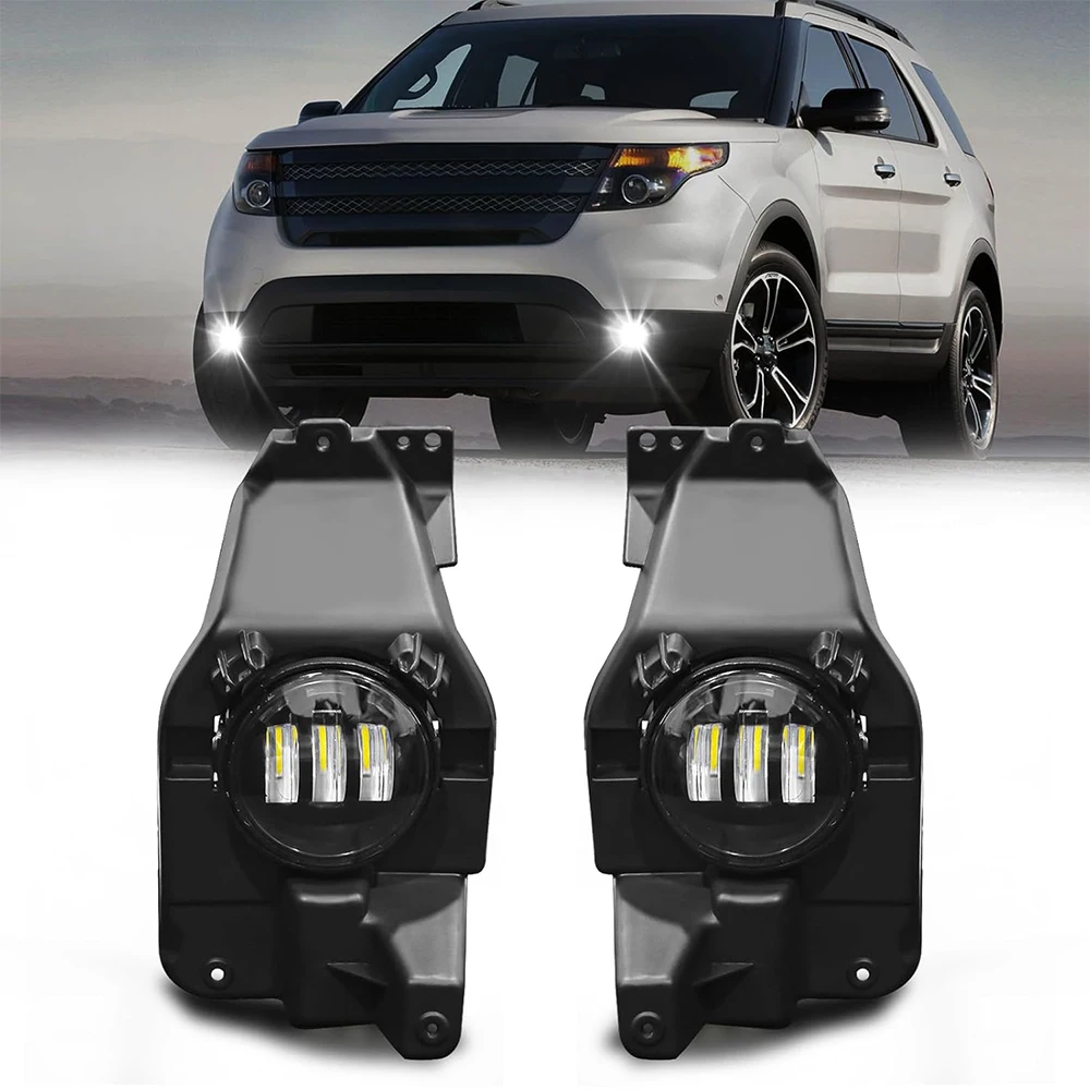 LED Fog Lights for Ford Explorer 2013 2014 2015 Front Bumper Driving Fog Lamps Assembly Replacement Kit Clear Lens DOT Certified