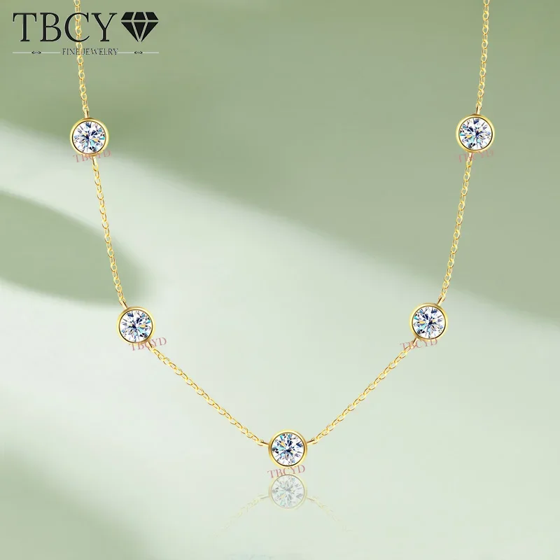 TBCYD 5MM Bubble Moissanite Necklaces GRA Certified Original S925 Silver 18k Gold Plated Diamond Choker Chain For Women Jewelry