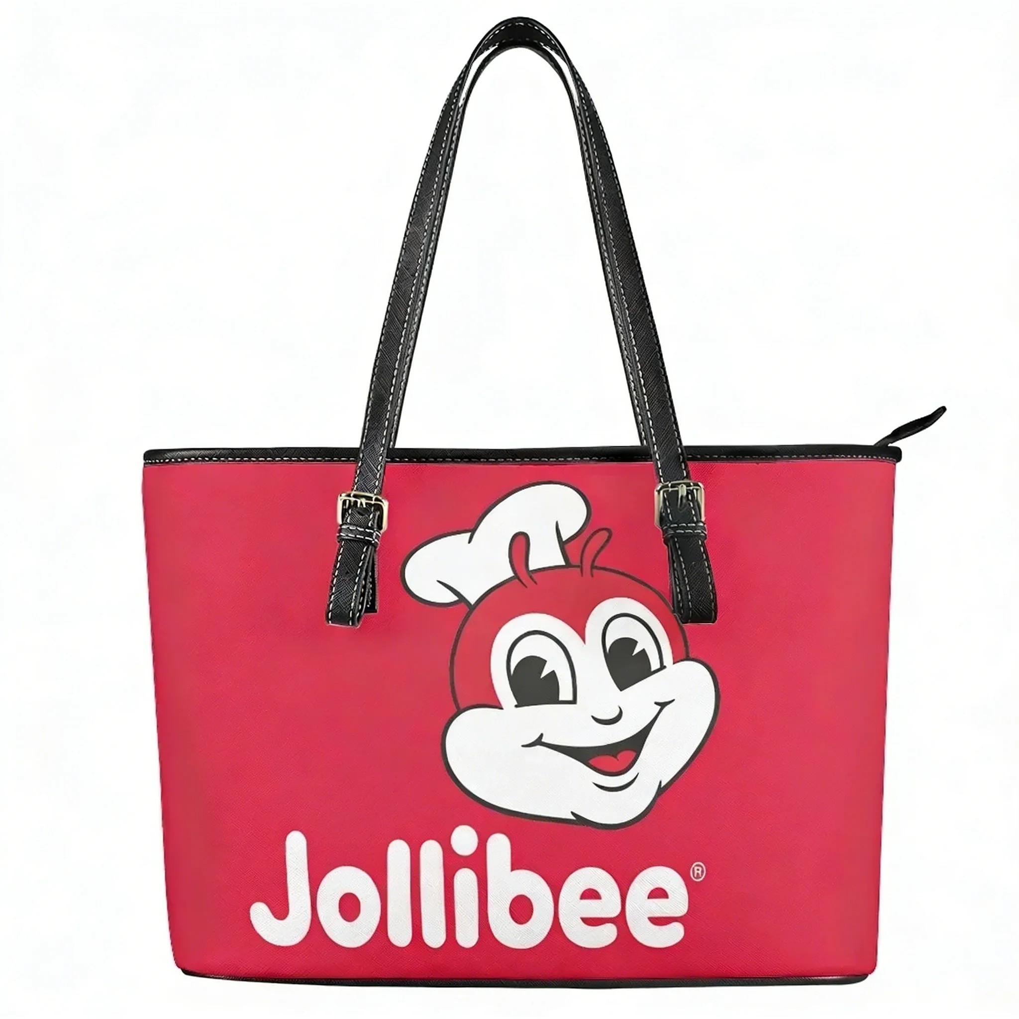 

J-Jollibee Philippine Fast Food Custom Handbag Womens Mens Personalized Tote Bag Shoulder Bag Business Leather Purse Travel Bag