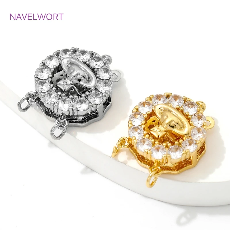4 Styles Pearl Necklace Clasps 18K Gold Plated with Zircon Box Safety Clasp Connector,Clasps For Jewelry,DIY Jewelry Accessories