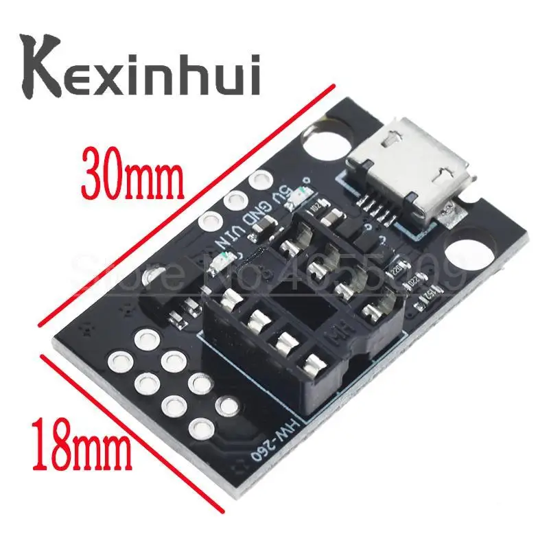 Pluggable ATTINY Development Board For ATtiny13A/ATtiny25/ATtiny45/ATtiny85 Programming Editor Micro Usb Power Connector