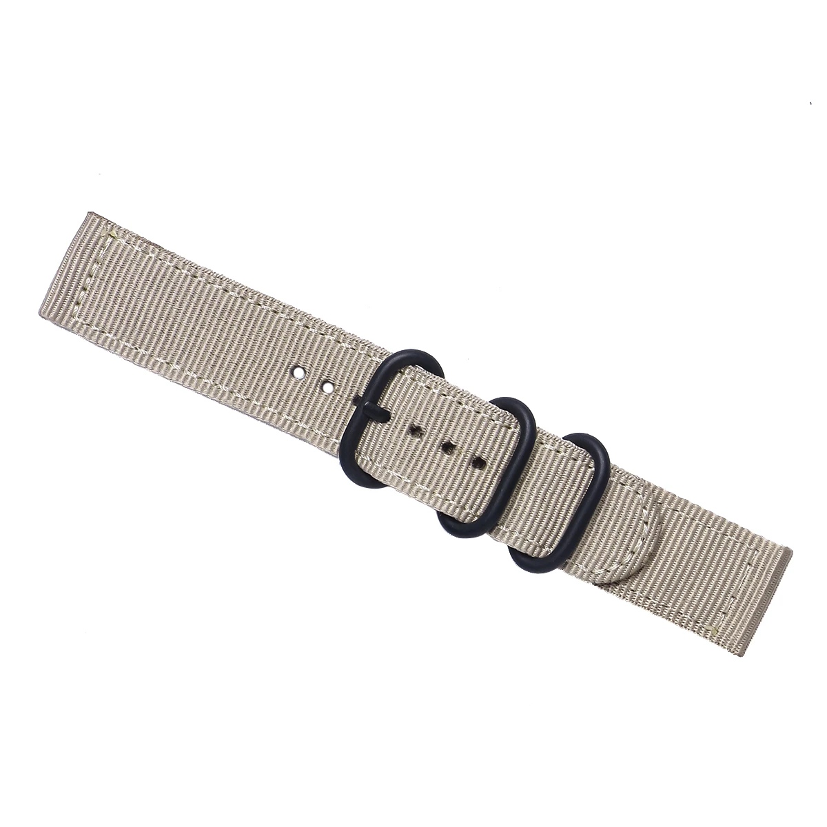 

22mm Watch Strap Webbing Durable 2-Joint Nylon Watch Band Wristband for Watch Replacement (Khaki with Black Buckle)