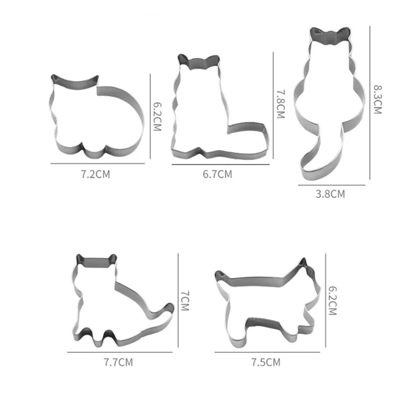 B28C-قالب كعكة الخبز المصنوع من الألومنيوم على شكل قطة، قالب تقطيع البسكوت، ملحقات الخبز Sugarcraft #6