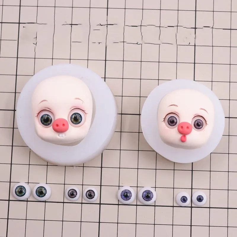 3D Dolls Face Silicone Mold, Human Baby Face, Soft Clay Mold, Cake Decorating Tools, Chocolate Candy, Cupcake Clay Soap Molds