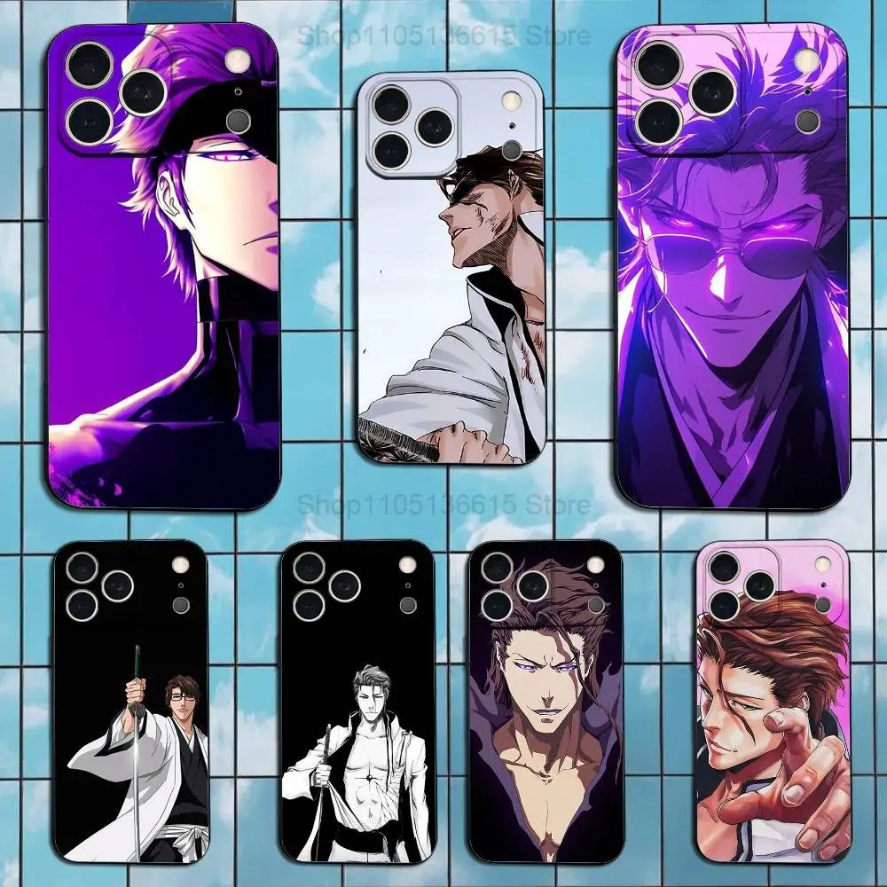 Anime A-Aizen S-Sousuke Phone Case For iPhone 17,16,15,14,13,12,11,Plus,Pro Max,XS,X,XR,SE,Mini,8,7,Soft Silicone Black Cover