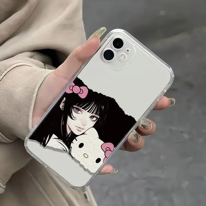 Sanrio Hello Kitty Japan Tomie Kawakami Girl INS Phone Case For iPhone 15 14 13 12 11 Pro Max XR XS Max 7 8 Plus MINI Y2K Cover