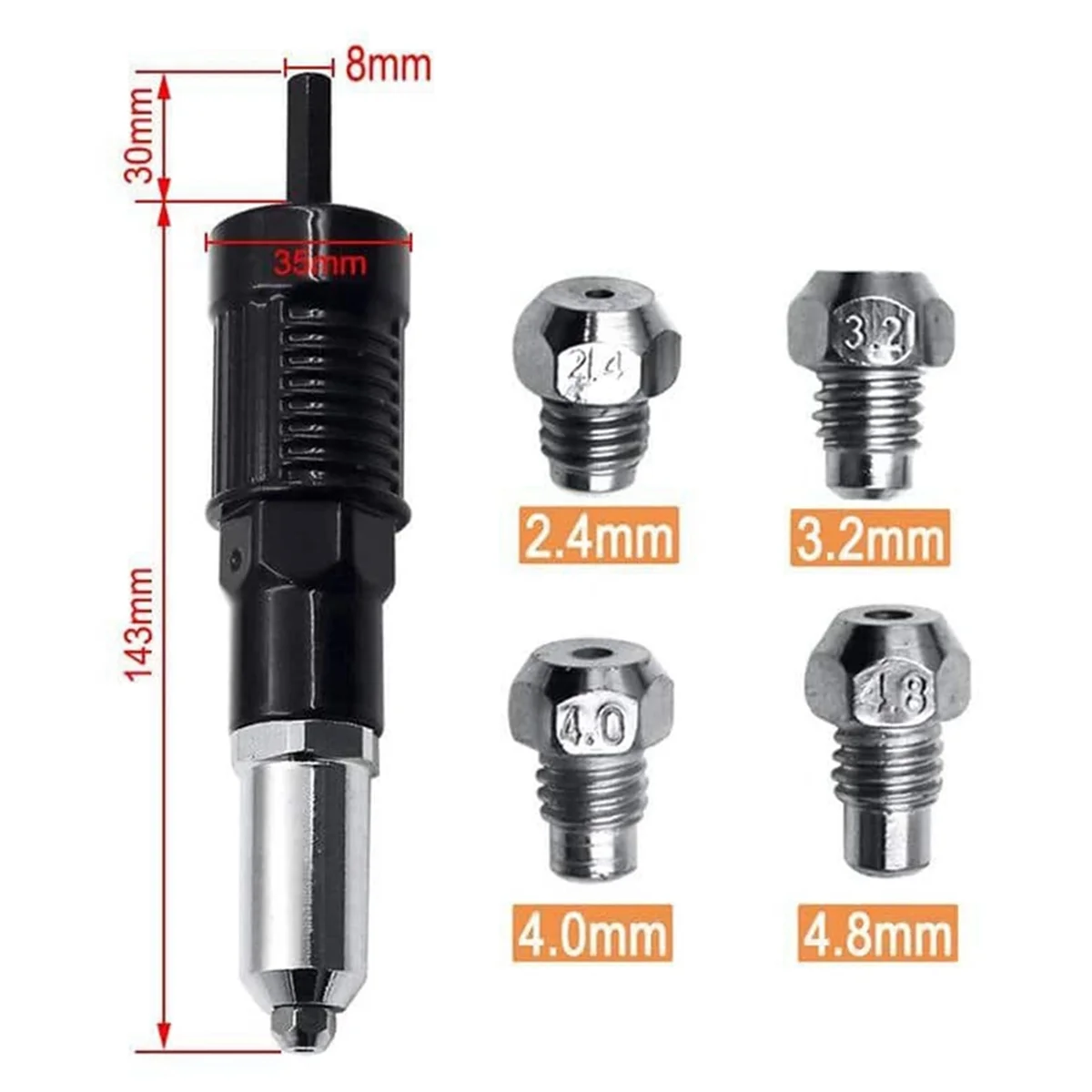 A79G Rivet Adapter Core-Pulling Rivet Conversion Joint Electric Drill Rivet Machine Pull Rivet Rivet Head