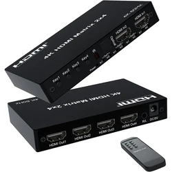 4K 60Hz HDMI Matrix Switch 2x4 4x2 Matrix HDMI Switch Splitter 2 in 4 out with R/L Audio Extractor Video Audio Switch Converter