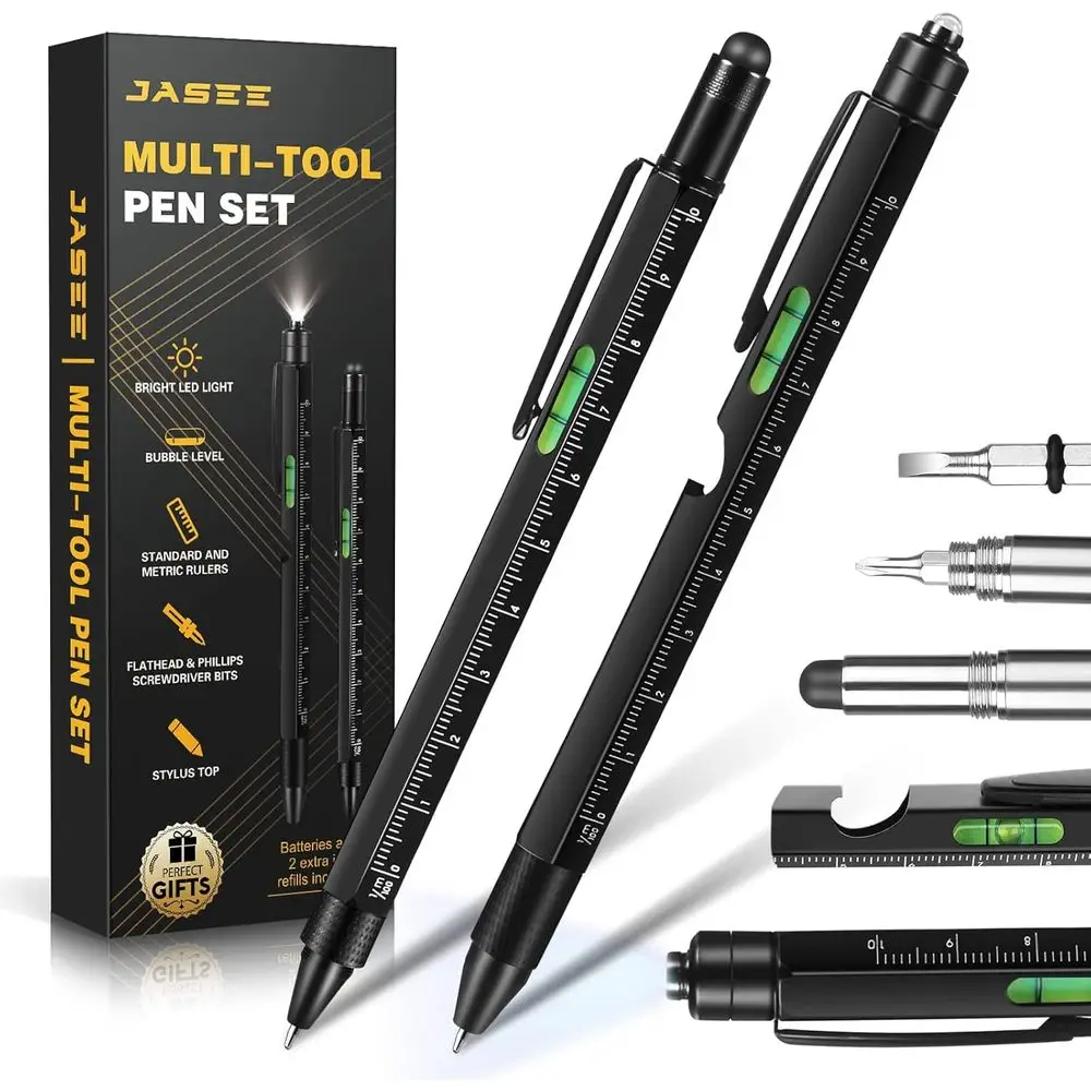 

Functional Multi-Tool Pen Set for Men - LED, Stylus, Level, Screwdriver, Unique Birthday Gift