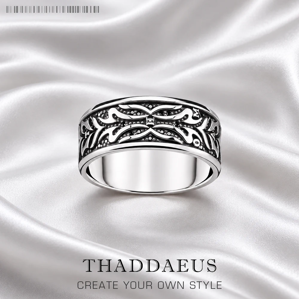 Rebellischer Bandring mit schwarzem Tigermuster, feiner Schmuck für Damen und Herren, brandneues Geschenk aus 925er Sterlingsilber