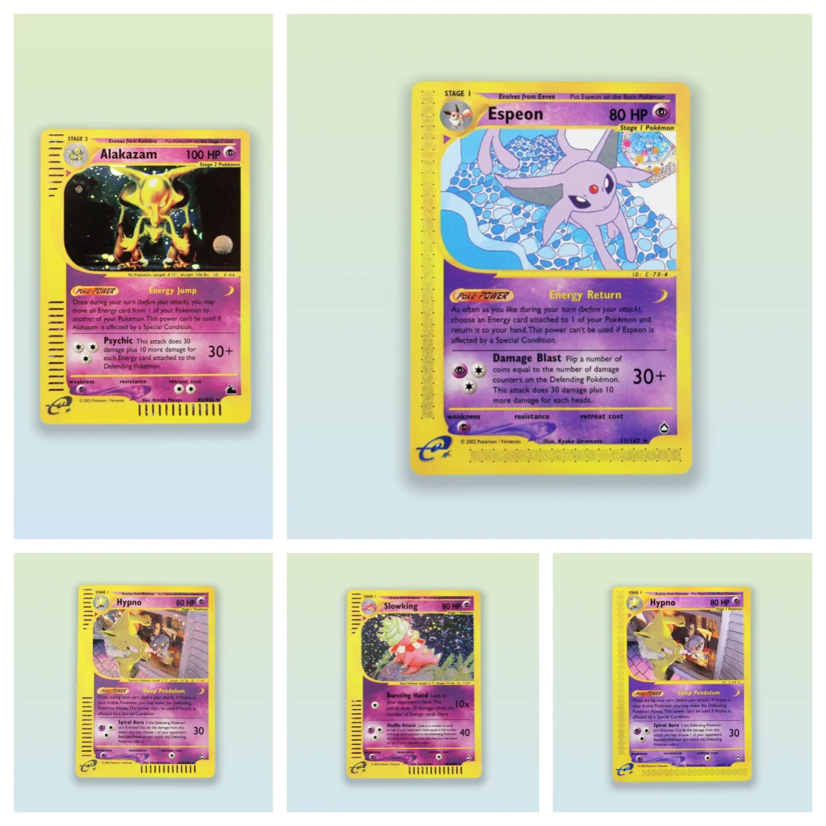 

PKM одиночные карты голографические карты Alakazam/Espeon/Hypno/Slowking Game Collection PTCG PROXY