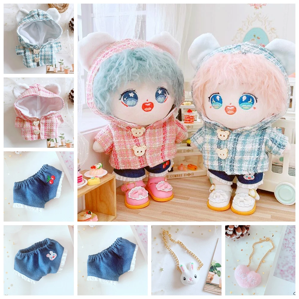 

Doll Clothes Mini Animal Hoodies Bear Shape Button Bear Jacket+Jeans+Bag 20cm/14inch Cotton Stuffed Plush Toy Doll Accessories