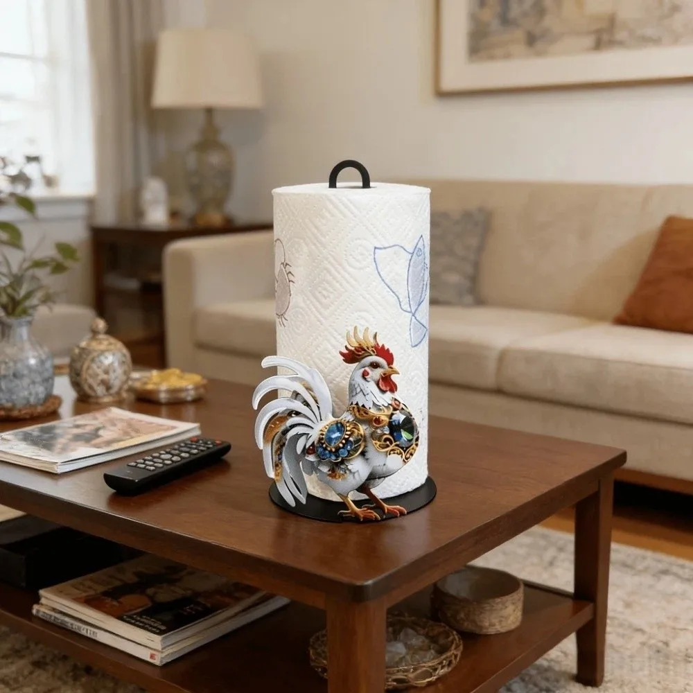

Free Standing Rooster Tissue Holder Ornament Funny Tissue Stand Vertical Napkins Rack Home Decor Tissue Storage Rack Kitchen