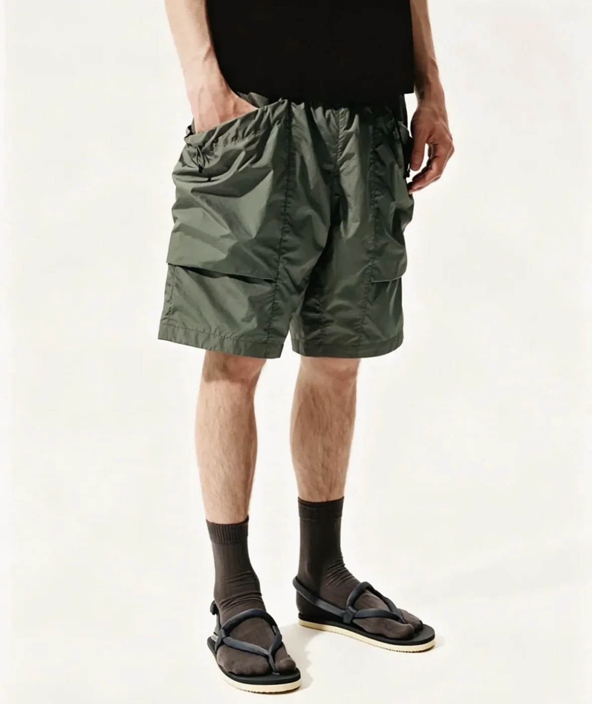 GDW Lightweight Breathable Nylon Plaid Shorts with Drawstring Large Pockets Unisex Summer Casual Flat Front mid Waist Shorts