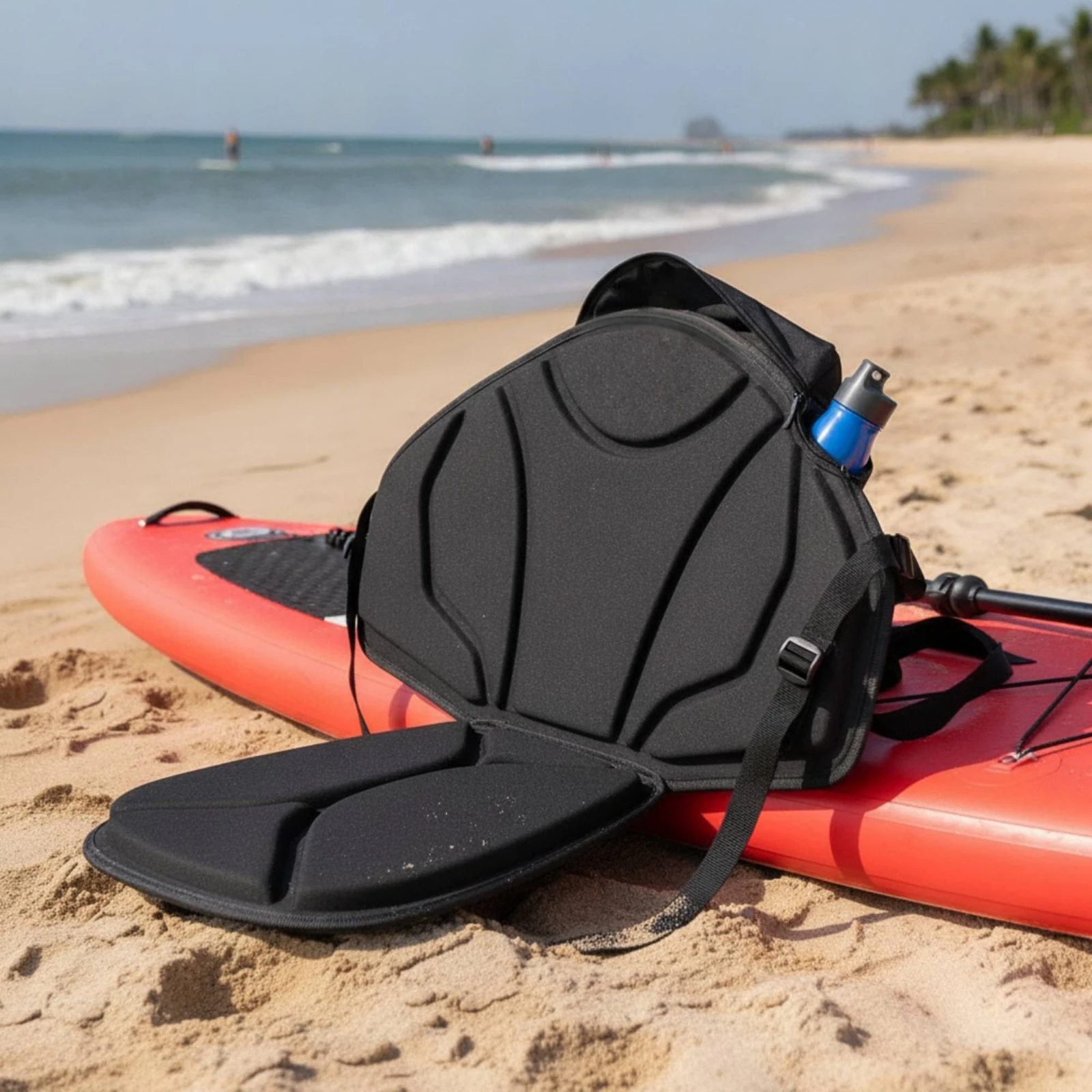 Padded Kayak Seat with Storage Bag Cushioned Kayak Seat with Backrest Rust-Proof Slim Design for Kayakers, Kayaking, Canoeing