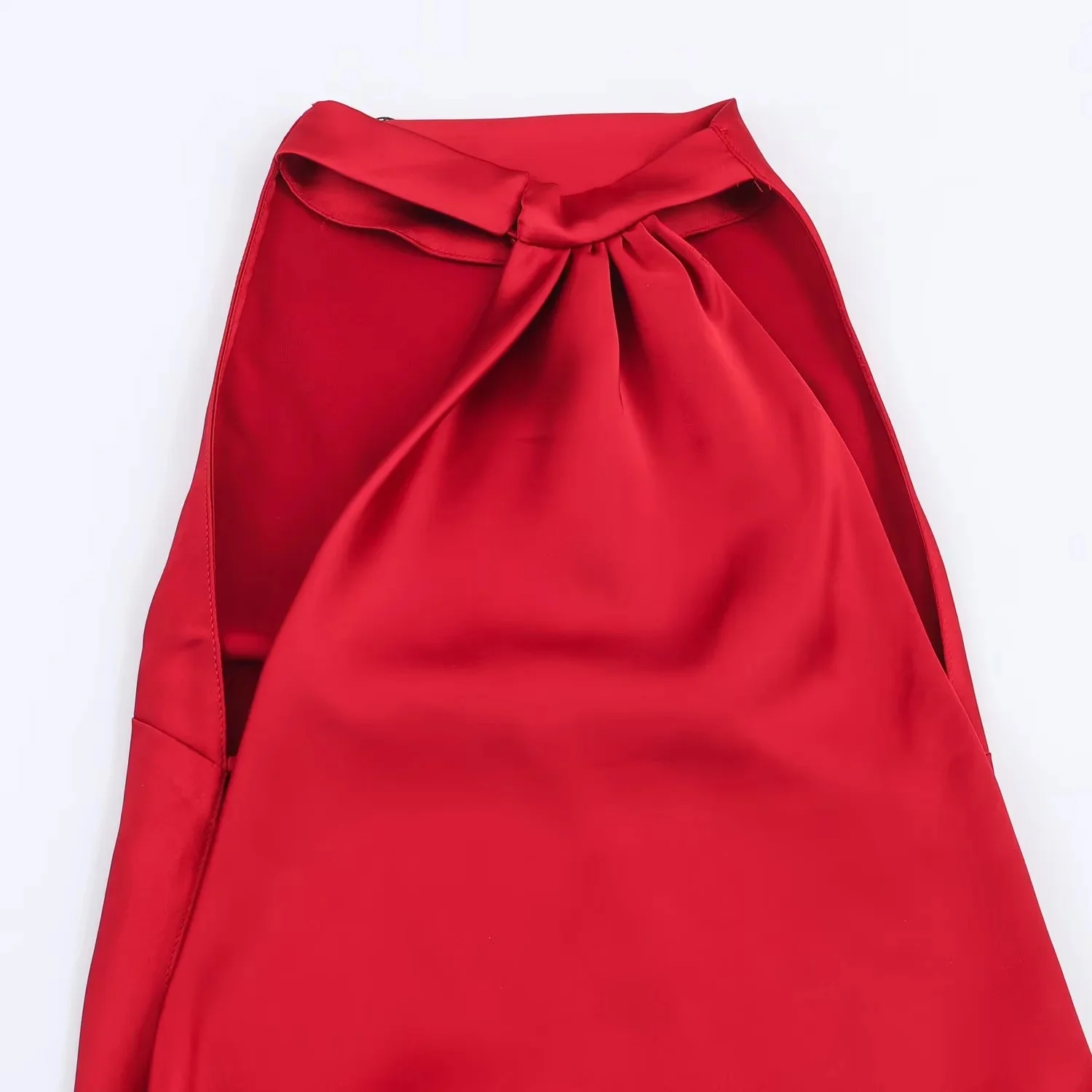 Winter New Women's Beach Vacation Style Off-Shoulder Silk Satin Long Dress Hanging Collar Neckline One-Piece Fairy Skirt
