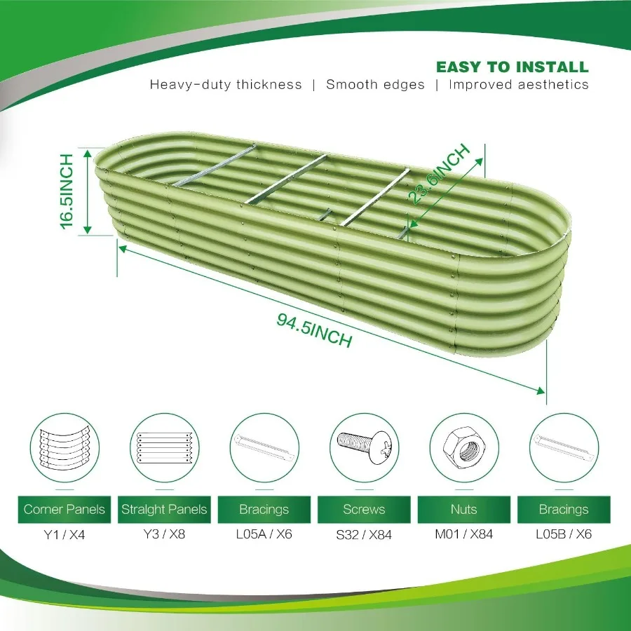 سرير حديقة مرتفع من جاردماكس، صناديق زراعة خفيفة الوزن في الهواء الطلق مع سرير حديقة كبير سهل التجميع للخضروات والفواكه #4