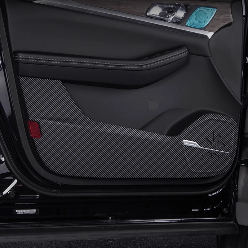 

For Skywell HT-i 2023 2024 2025 Car Door Anti Kick Pad Carbon Fiber Leather Texture Anti Dirt Protective Sticker Auto Accessory