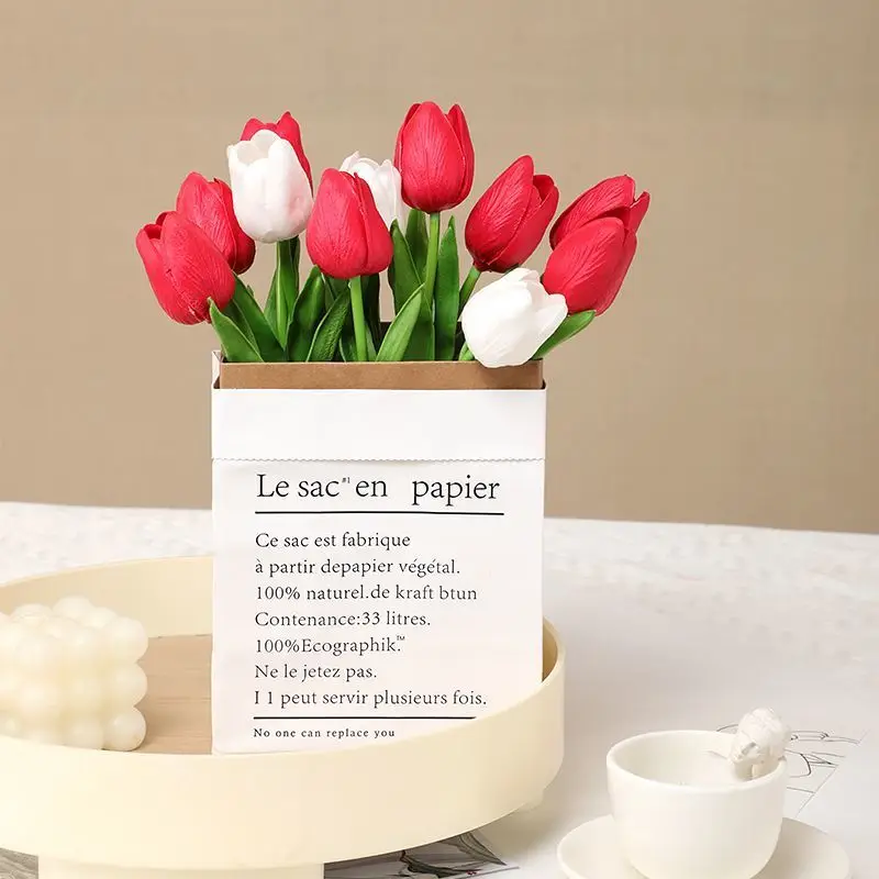 10pcs Tulipas Flores Artificiais Real Toque Flores Tulip Bouquet Decoração Falso Tulipas Flor Para Casa Decorações Do Casamento