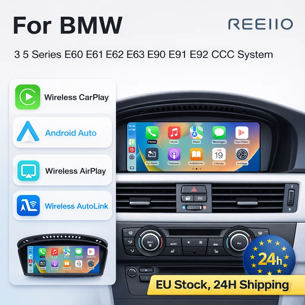 Écran sans fil CarPlay Android Auto Linux de 8,8 pouces pour BMW E60 E61 E90 E91 E92 E93 CCC CIC, AirPlay, prise en charge de la caméra