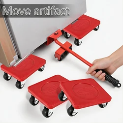 Furniture Mover Set Portable Furniture Mover Tool Labor-Saving Transport Lifter Heavy Stuffs Moving Wheel Roller Bar Hand Tools
