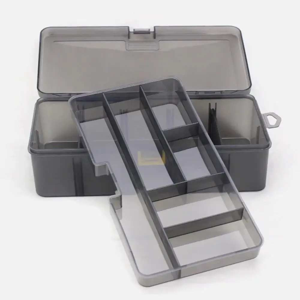 Double Layer Fishing Tackle Box Flip Cover Waterproof Lure Hook Storage Case Transparent Plastic Bait Storage Container