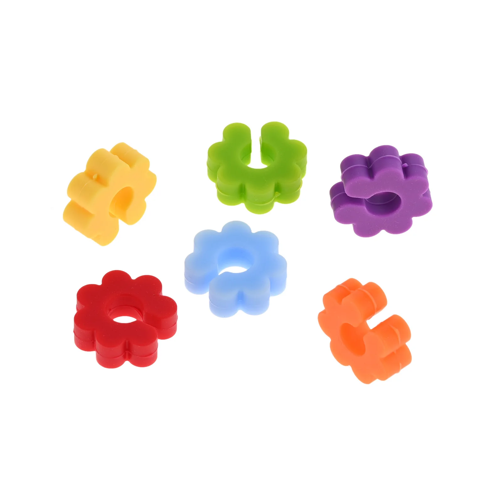 6pcs/set Wine Goblet Markers Colorful Silicone Round/Flower Circle Glass Charms Drinking Cup Tag Guests Identify Hotel/Home/Bar