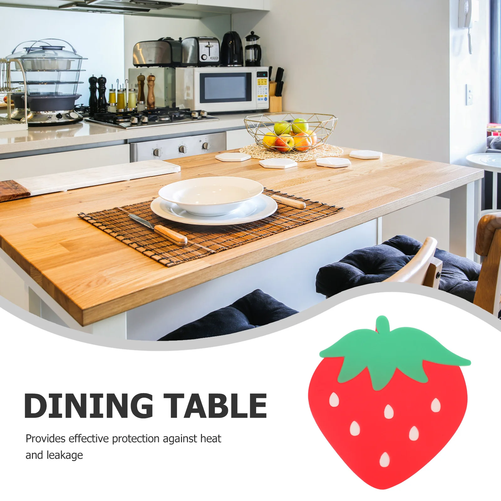 

4Pcs Anti-Scald Silicone Cup Pads Decorative Strawberry Coaster Set Non-Slip Heat Resistant Drink Coasters for Coffee Table