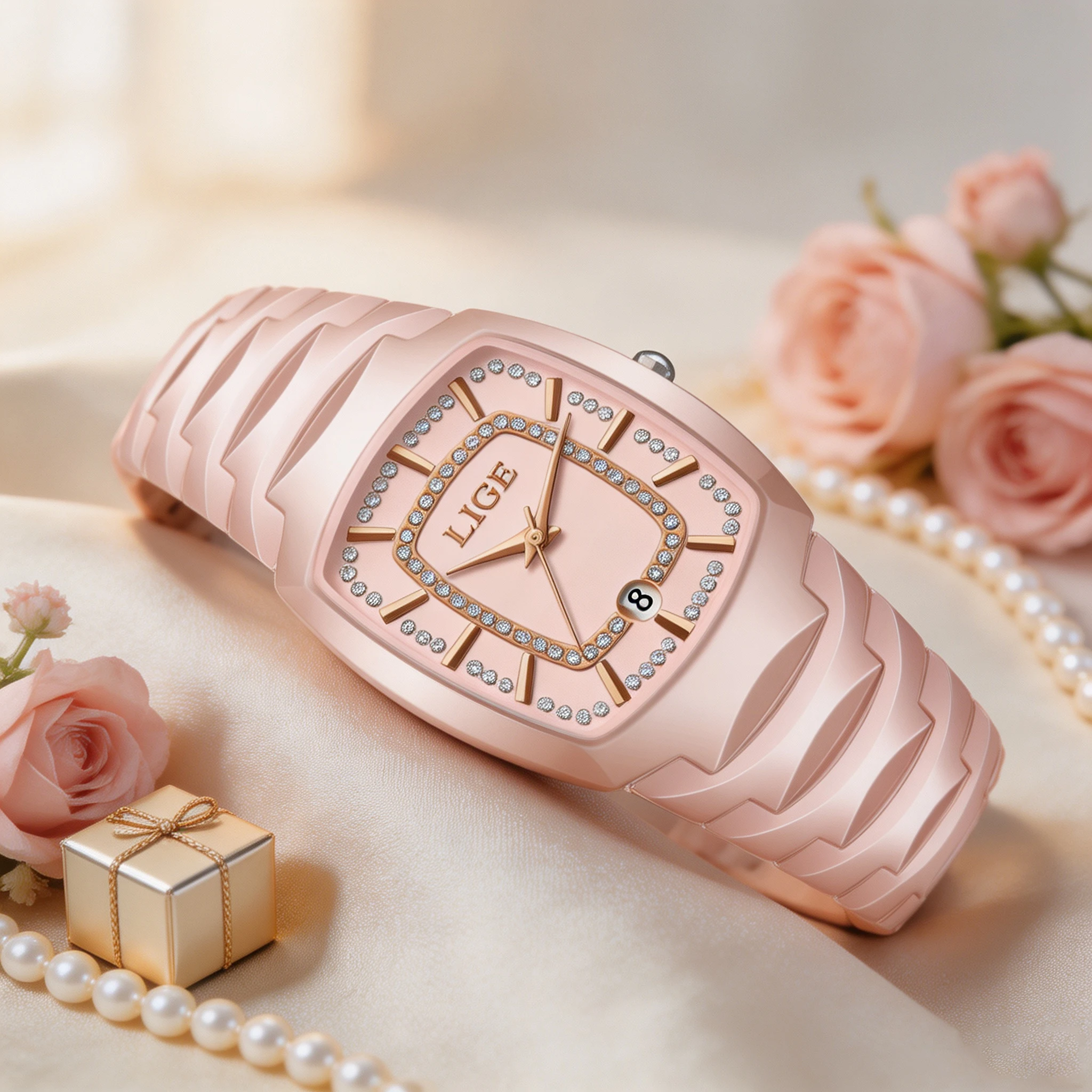 LIGE New Ladies Waterproof Watch Luxury Ceramic Braceletz Women Watches Creative Fashion Original Elegant Quartz Wristwatch Gift