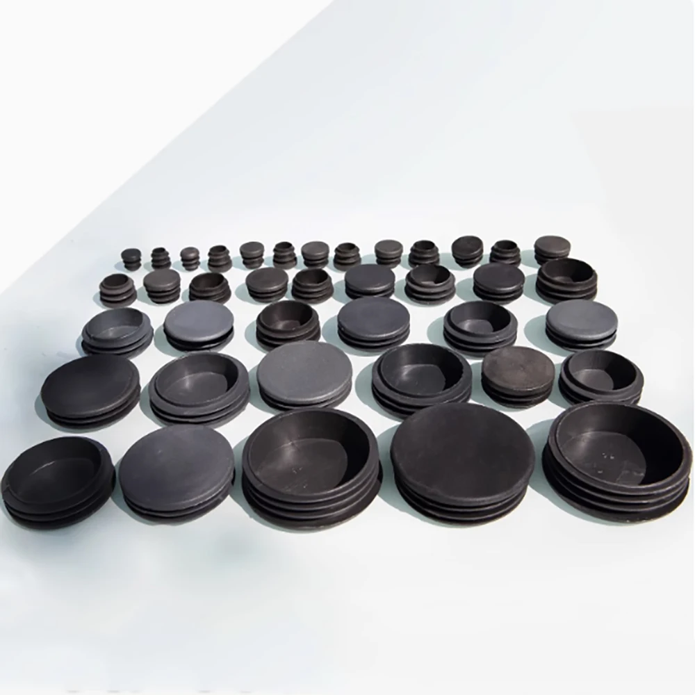 

Black PE Plastic Table Chair Foot Covers Dia12mm-100mm Round Pipe Plugs Protective Covers Furniture Thickening Leg Pads