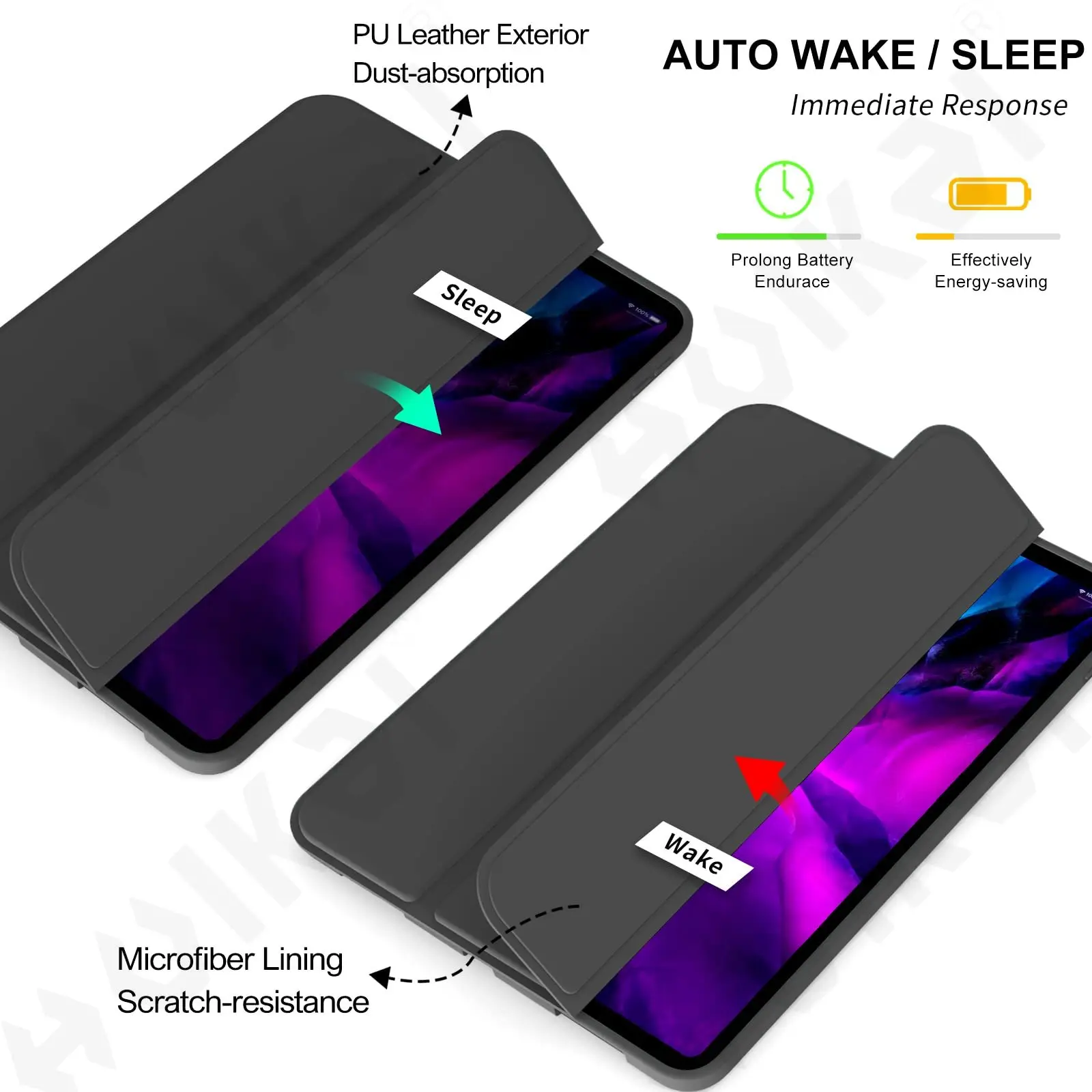 Case for iPad Pro 11 13 Air 11 13 M5 M4 M3 Mini 2025 Slim Translucent Back Tri-Fold Stand Tablet Pen Charging Auto Wake/Sleep view 4