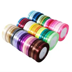 25Yards/Roll 6mm nastro di raso di seta festa di natale decorazione di nozze confezione regalo accessori per capelli con fiocco per ragazze fai da te