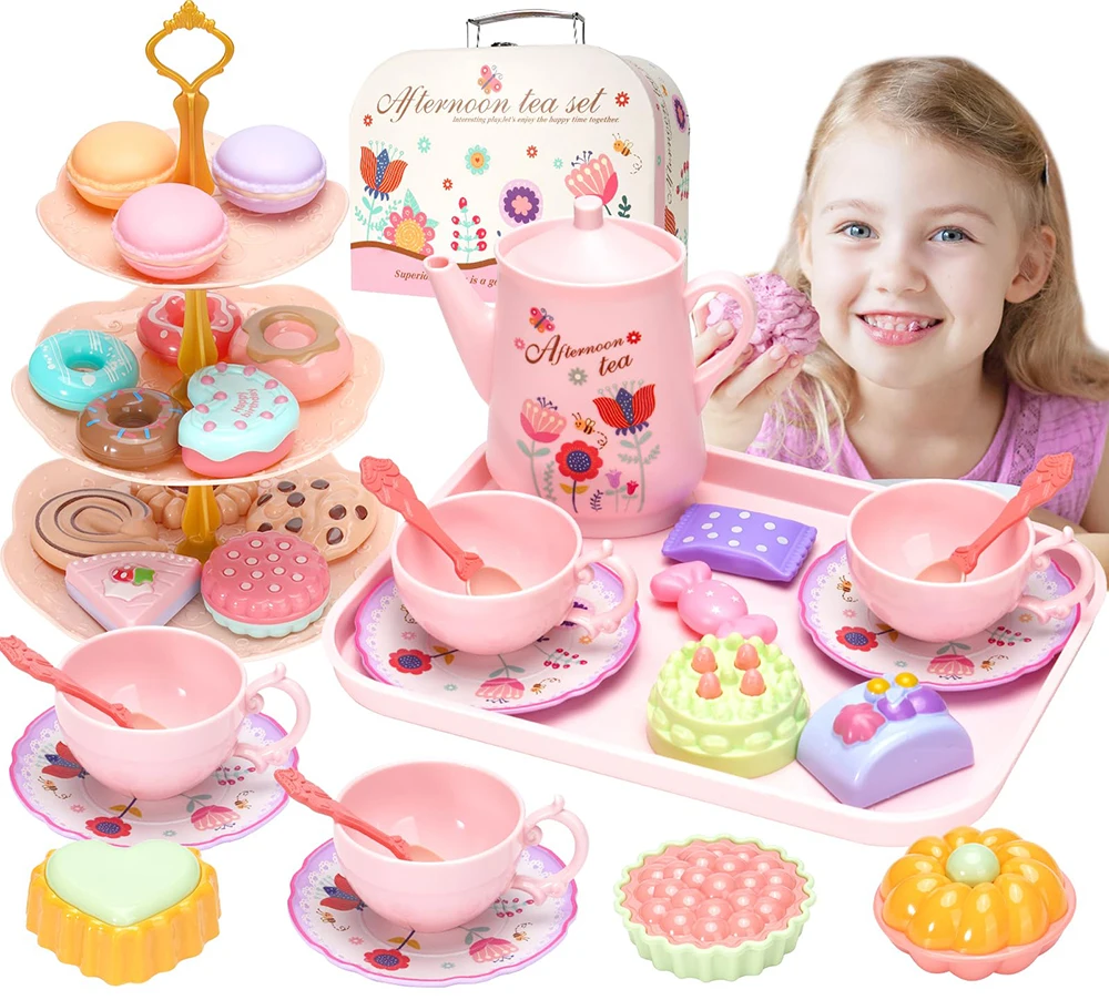 DIY Pretend Play Toy Simulation Tea Food Cake Set Play House Kitchen Afternoon Tea Game Toys Gifts For Children Kids Girls Toys