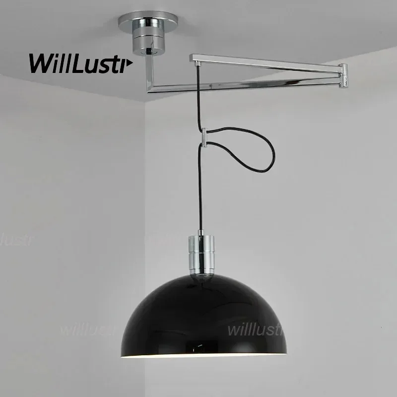 Bauhuas Rocker Arm Pendant Lamp Metal Suspension Ceiling Light for Hotel Study Cafe Dining Room Iron Folding Hanging Chandelier