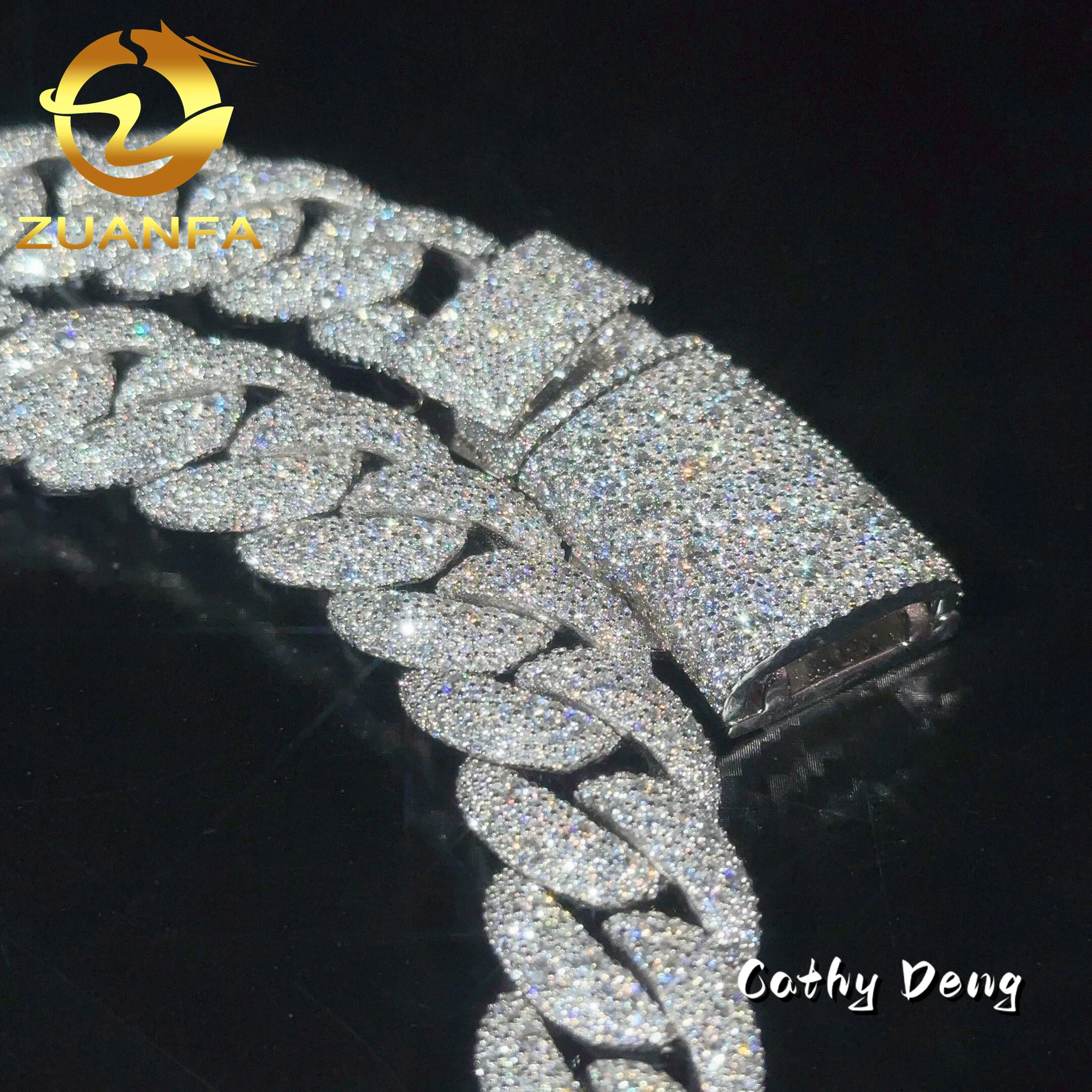 Sterling 925 Silver 22mm Iced Out Cuban Link Moissanite Hiphop Men Iced Out Cuban Link Chain Full Lab Moissanite Necklace Cha