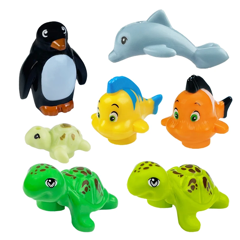 Building Blocks marine animals stingray dolphin delphis clownfish sea turtle tortoise penguin shark octopus  assembling toys