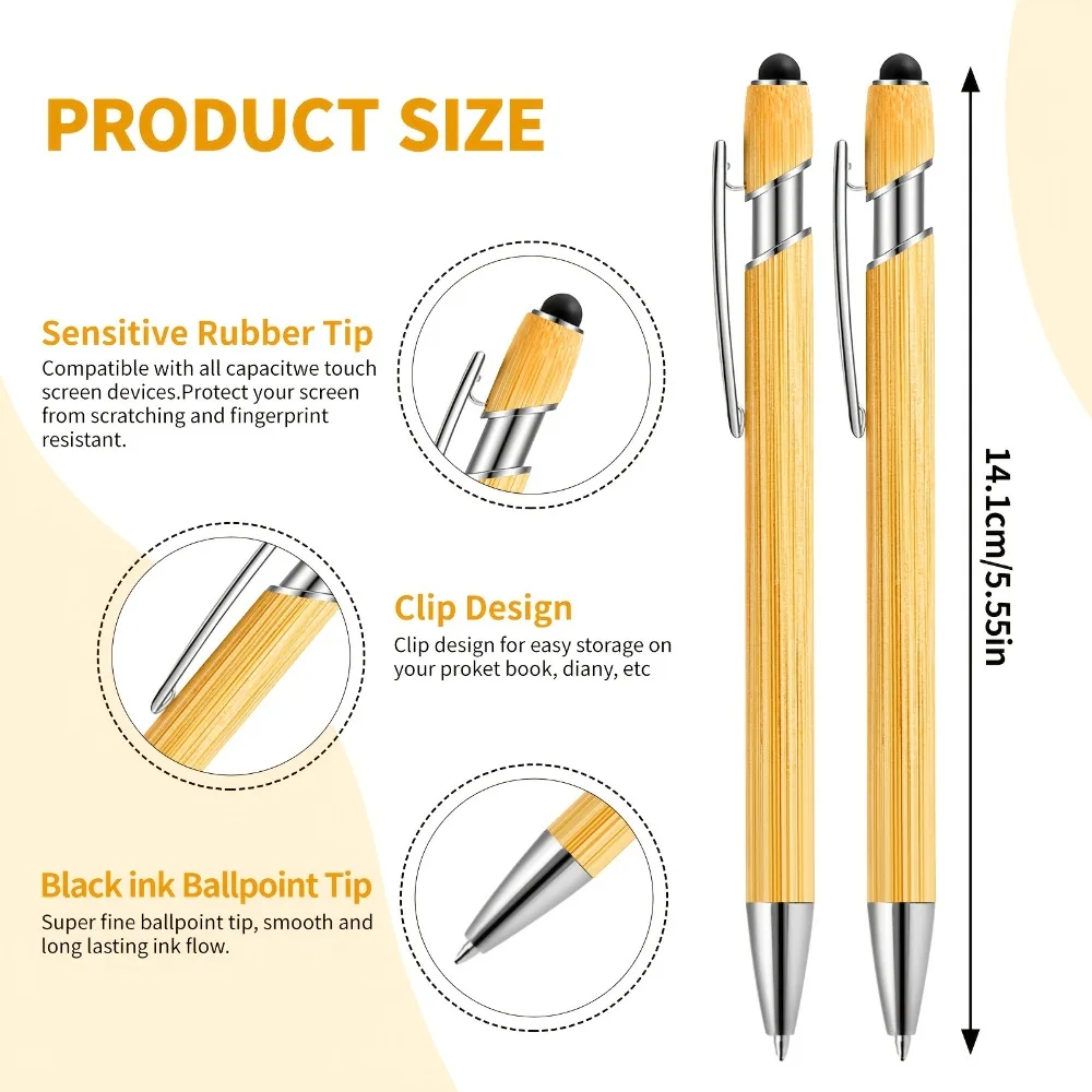 50PCS Bamboo Ballpoint Pen Stationery Party Pens Office School Supplies Business Gifts Customized logo sign pen click pen stylus