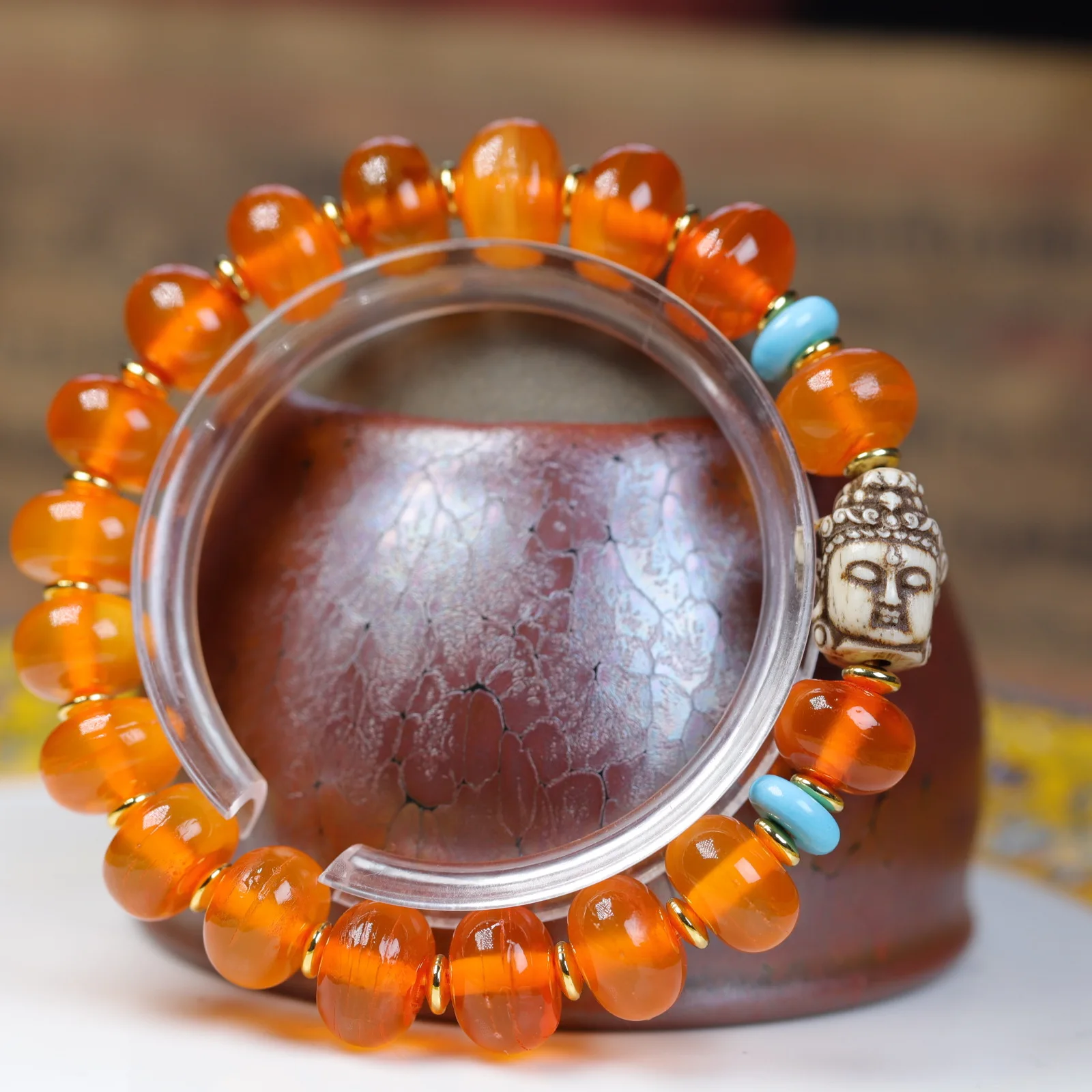 Natural gold armour mountain tortoise string ethnic style tortoise shell men and women diy bracelet literature play