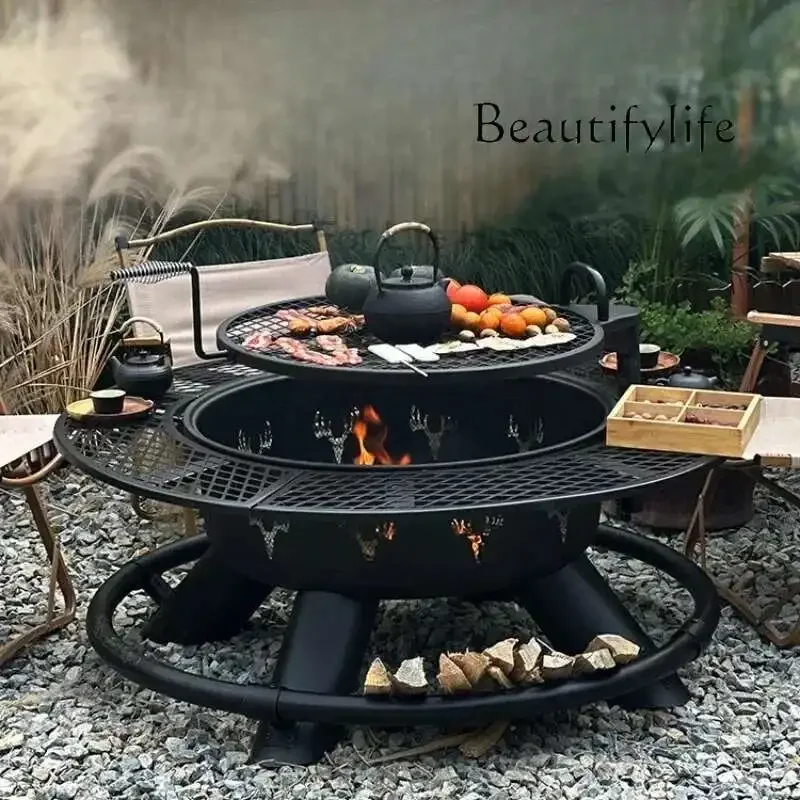 A  Modern High Quality Barbecue grill, household wood heater, patio, villa campfire, fireplace table, charcoal brazier