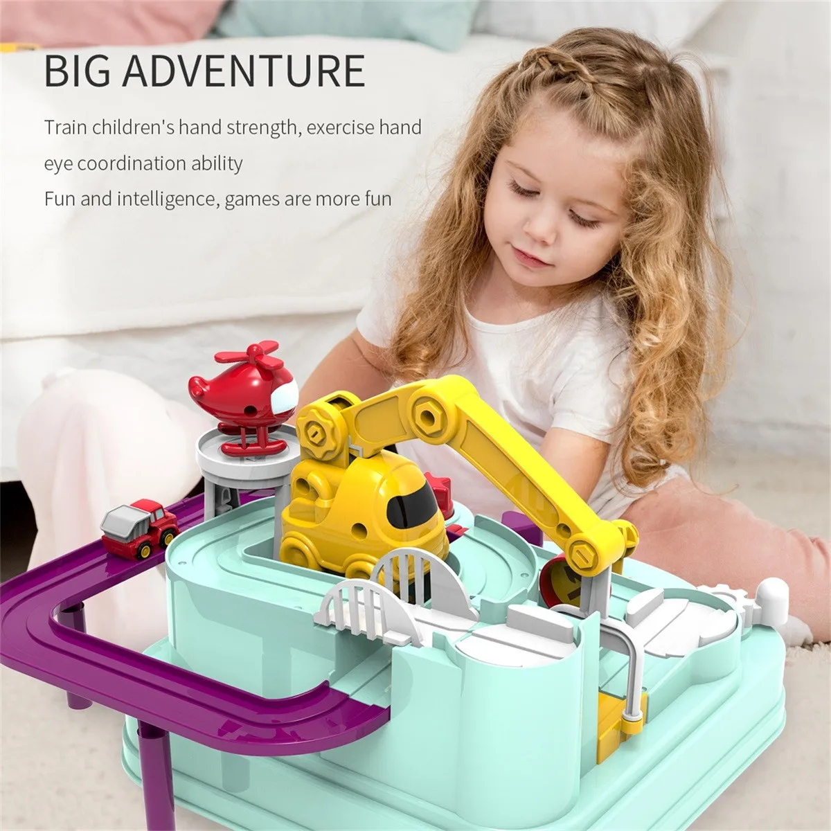 Rail Car Set, Car Rescue Adventure Toy Train Track Toy Montessori Mechanical Adventure Car Track Kids Gift Race Car Set For Kids