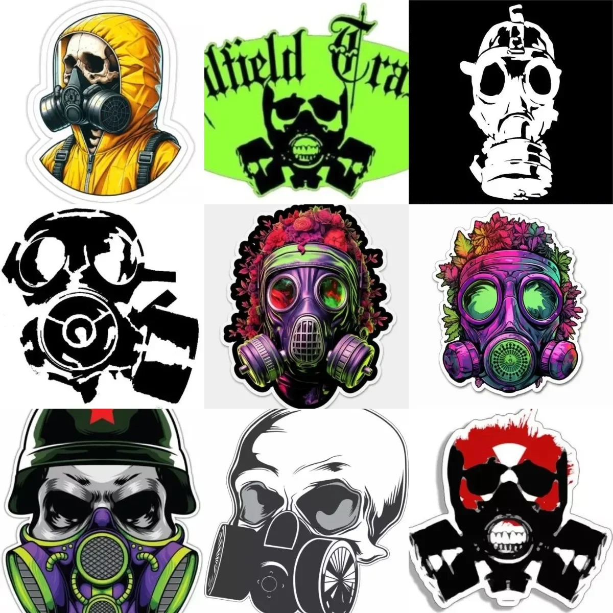 

Gas Mask Skull Radiation Virus PVC Personalized Stickers Accessories for Decorate Table Motorcycle Off-road Helmet Camper Van