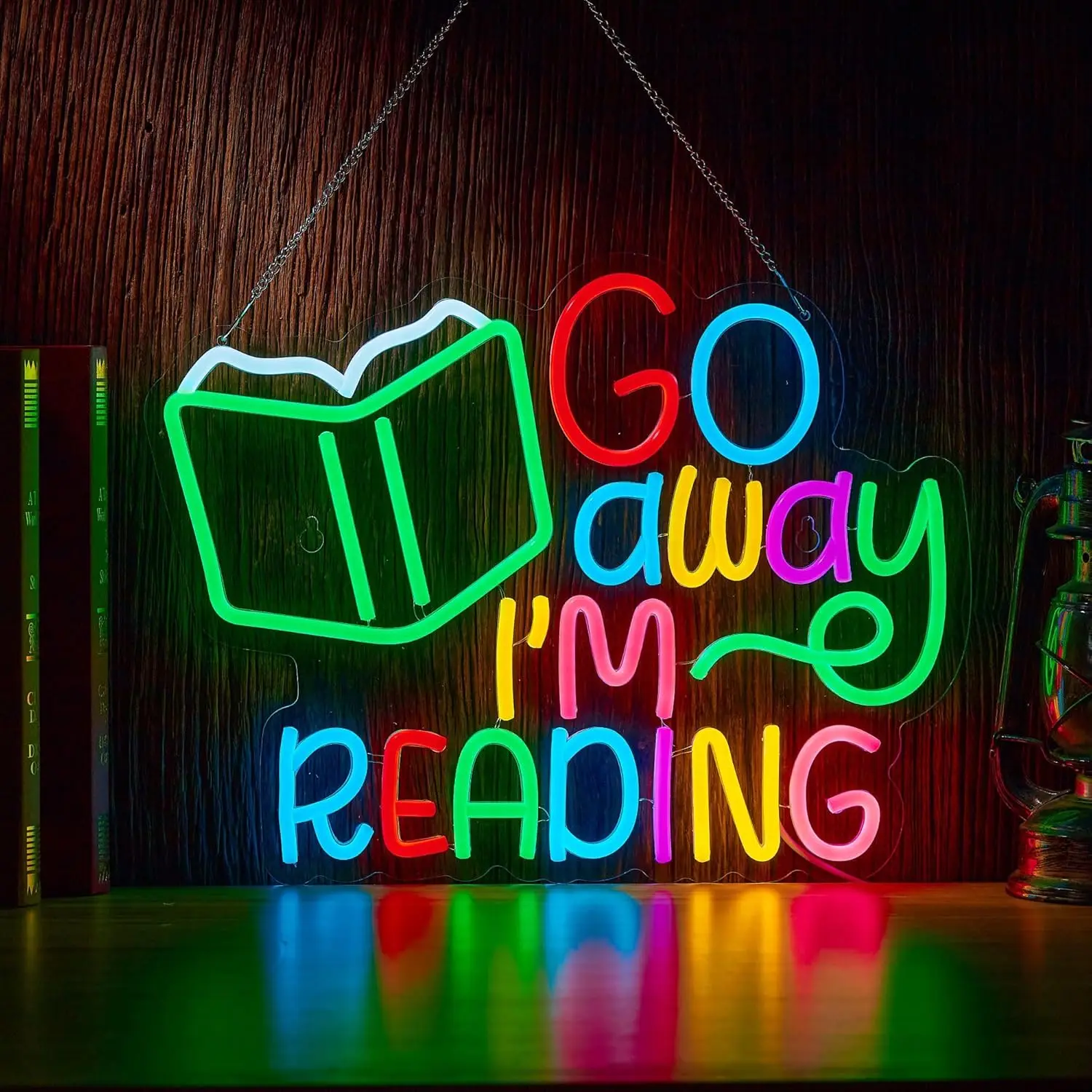 

Неоновая вывеска для чтения книг USB Go Away I Am Reading, светодиодная лампа для школьной библиотеки, украшение для классной спальни, подарок