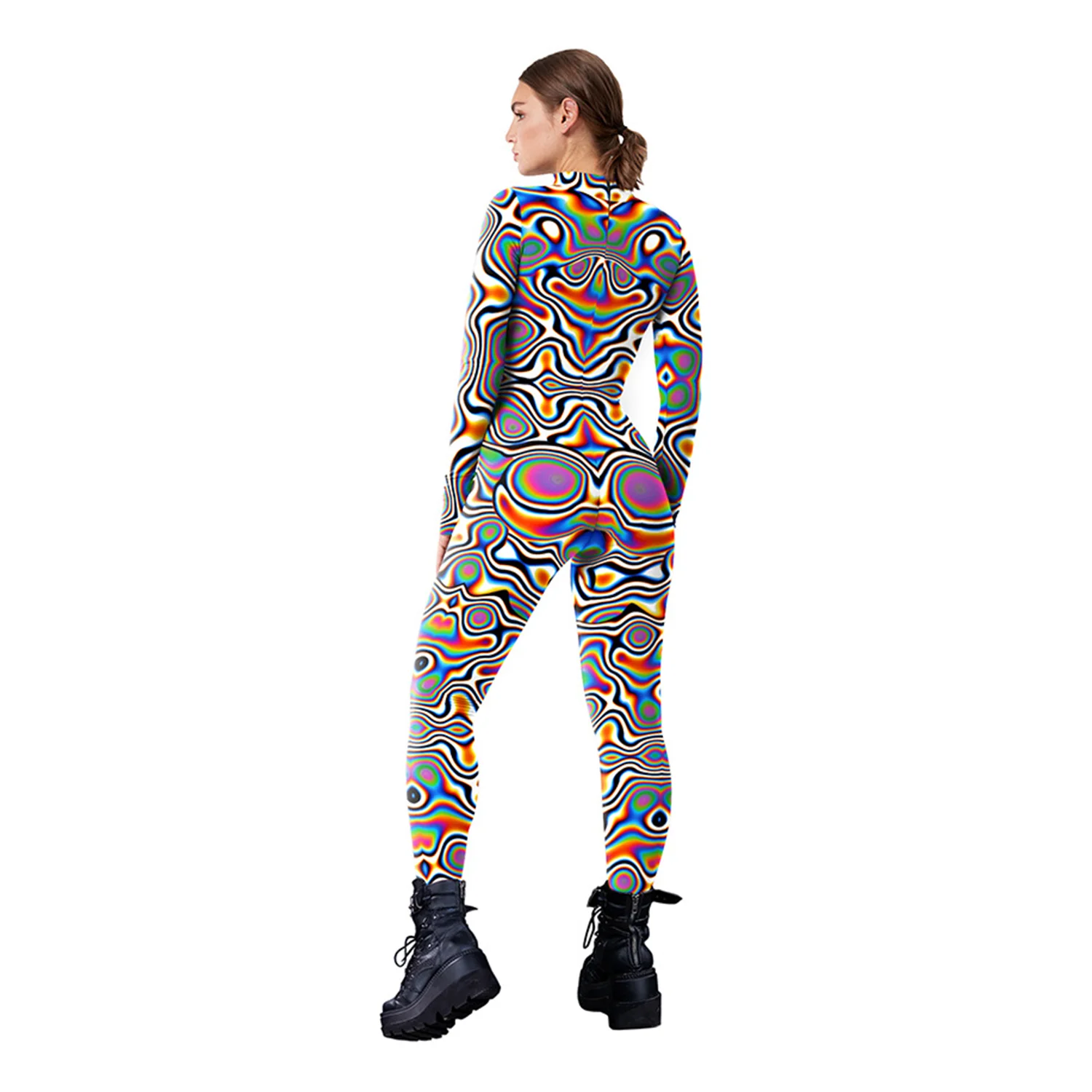 New Colorful Human Performance Costumes Graffiti Wave Role Play Jumpsuit Evening Party Performance Costumes For Adult