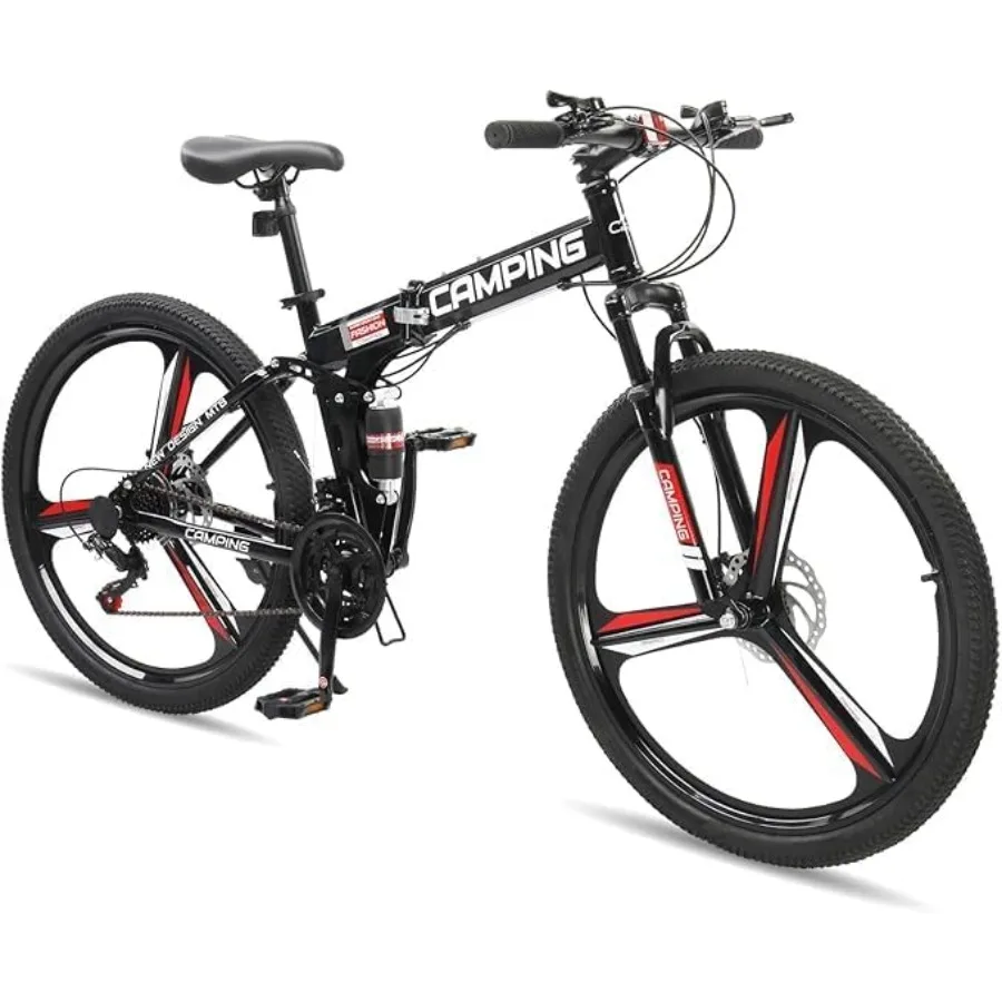 دراجة قابلة للطي 26 بوصة 21 سرعة دراجات قابلة للطي للبالغين دراجة للرجال والنساء مع تعليق كامل عجلة فريدة من نوعها 3 تكلم من خليط معدني #1