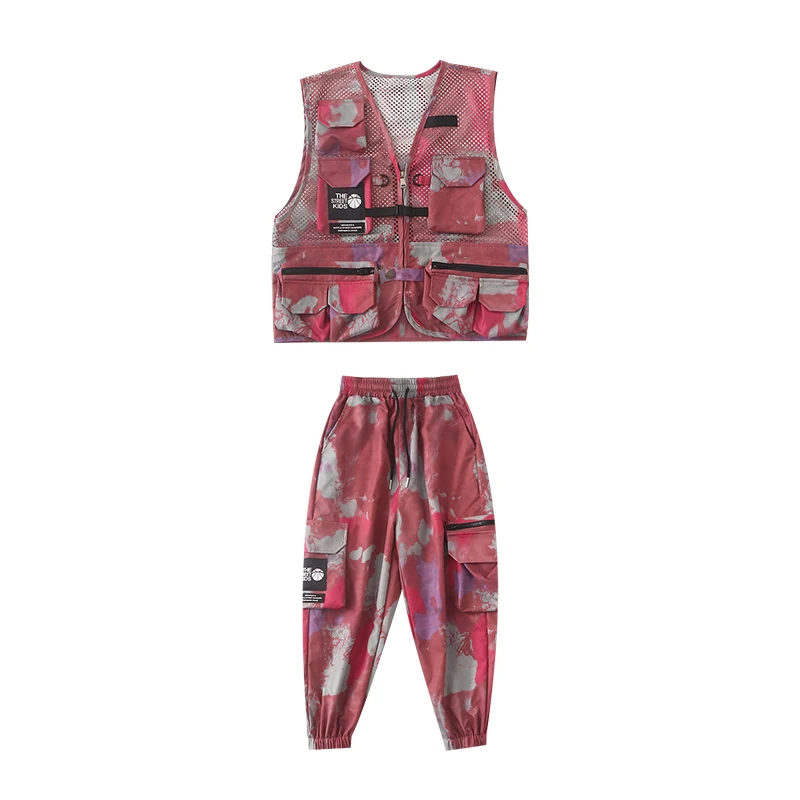 Nieuwe Mode Hiphop Kids Performance Kostuum Camouflage Vest Lange Mouwen Outfit Jongens Streetdance Wear Meisjes Jazz Outfit Bl7358