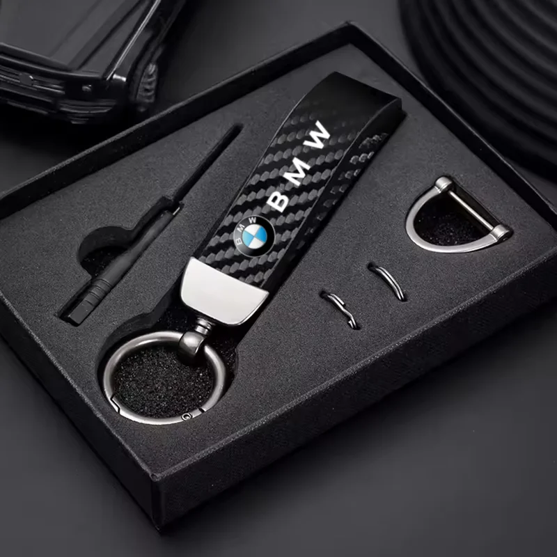 Carbon Fiber Leather Keychain Car Keychain Horseshoe Buckle Jewelry For BMW M E30 E39 E46 E90 E93 E60 F10 M5 M6 M7 X4 X5 X1